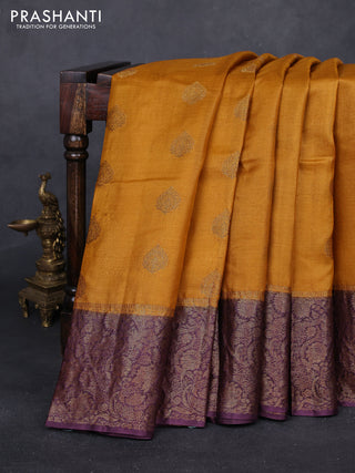 Mustard & Wine  Banarasi Tussar Silk Saree