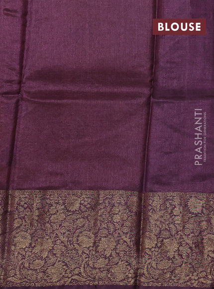 Mustard & Wine  Banarasi Tussar Silk Saree