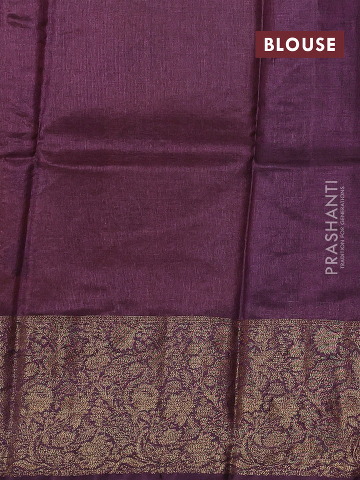 Mustard & Wine  Banarasi Tussar Silk Saree
