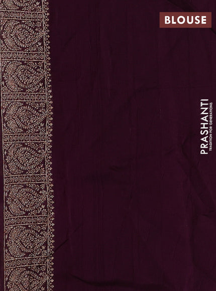 Wine Banarasi Semi Raw Silk Saree
