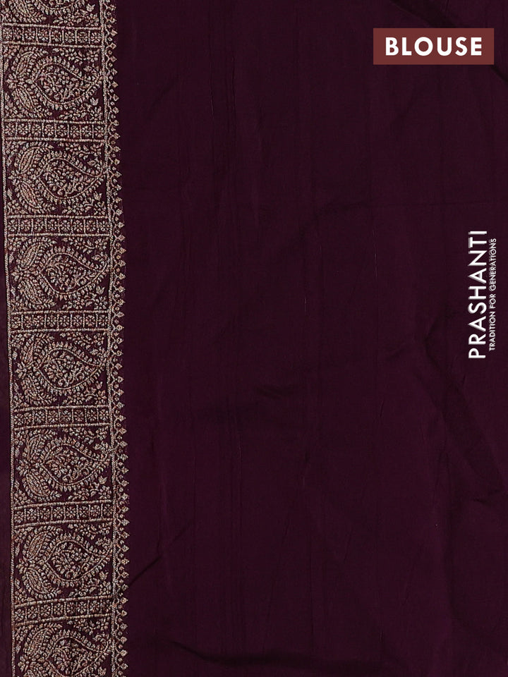 Wine Banarasi Semi Raw Silk Saree