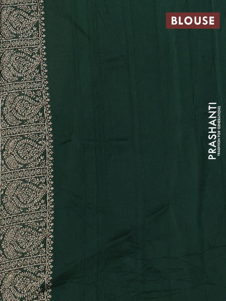Bottle Green Banarasi Semi Raw Silk Saree