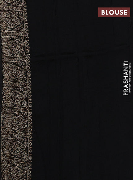 Black Banarasi Semi Raw Silk Saree
