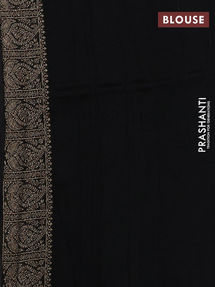 Black Banarasi Semi Raw Silk Saree