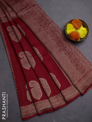 Red Banarasi Semi Raw Silk Saree