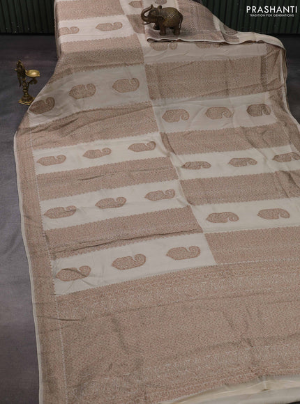 Beige Banarasi Semi Raw Silk Saree