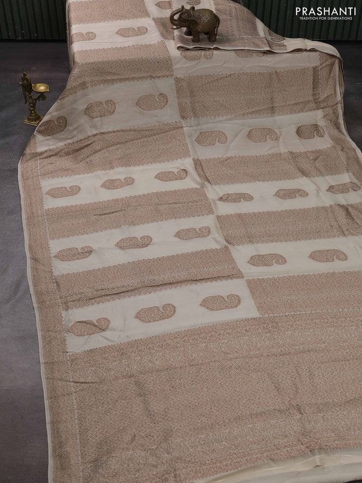 Beige Banarasi Semi Raw Silk Saree