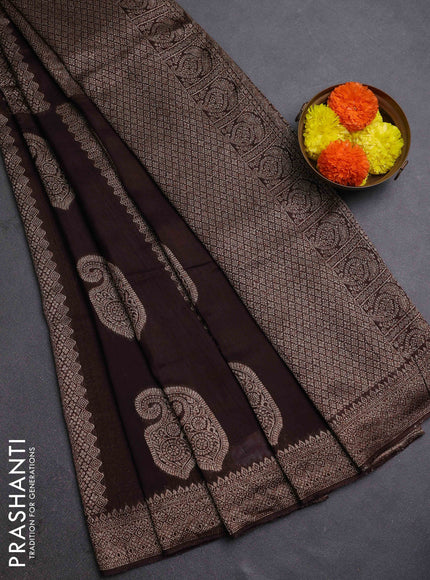 Coffee Brown Banarasi Semi Raw Silk Saree
