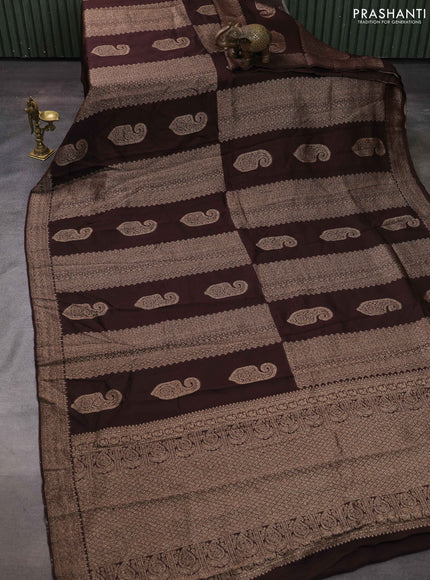 Coffee Brown Banarasi Semi Raw Silk Saree
