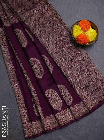 Purple Banarasi Semi Raw Silk Saree