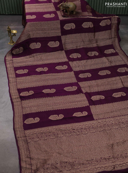 Purple Banarasi Semi Raw Silk Saree
