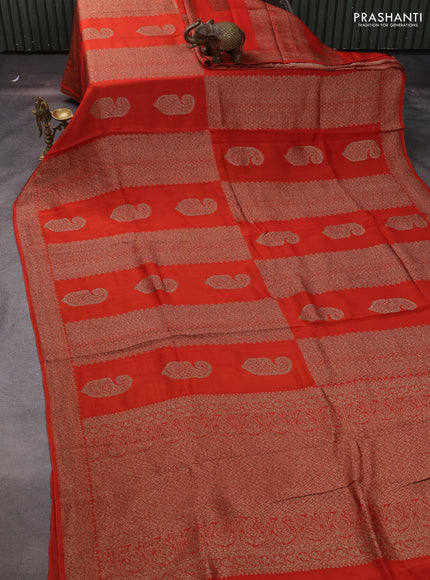 Orange Banarasi Semi Raw Silk Saree