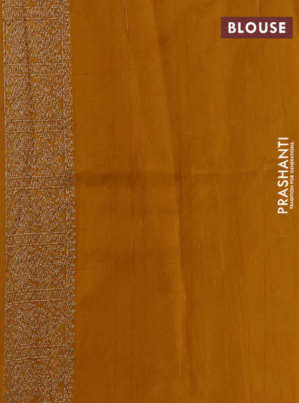 Mustard Yellow Banarasi Semi Raw Silk Saree