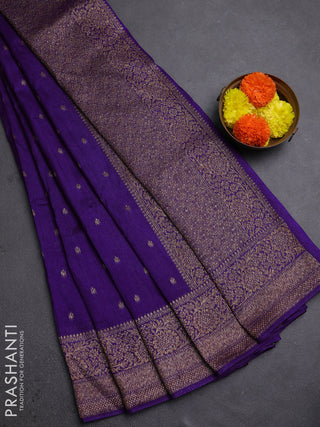 Purple Banarasi Semi Raw Silk Saree
