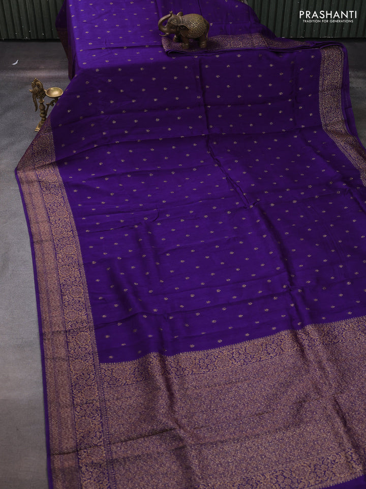 Purple Banarasi Semi Raw Silk Saree