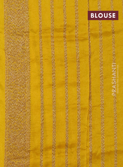 Yellow Banarasi Semi Raw Silk Saree