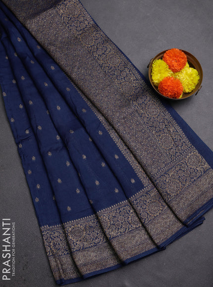 Peacock Blue Banarasi Semi Raw Silk Saree