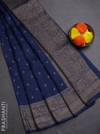 Peacock Blue Banarasi Semi Raw Silk Saree