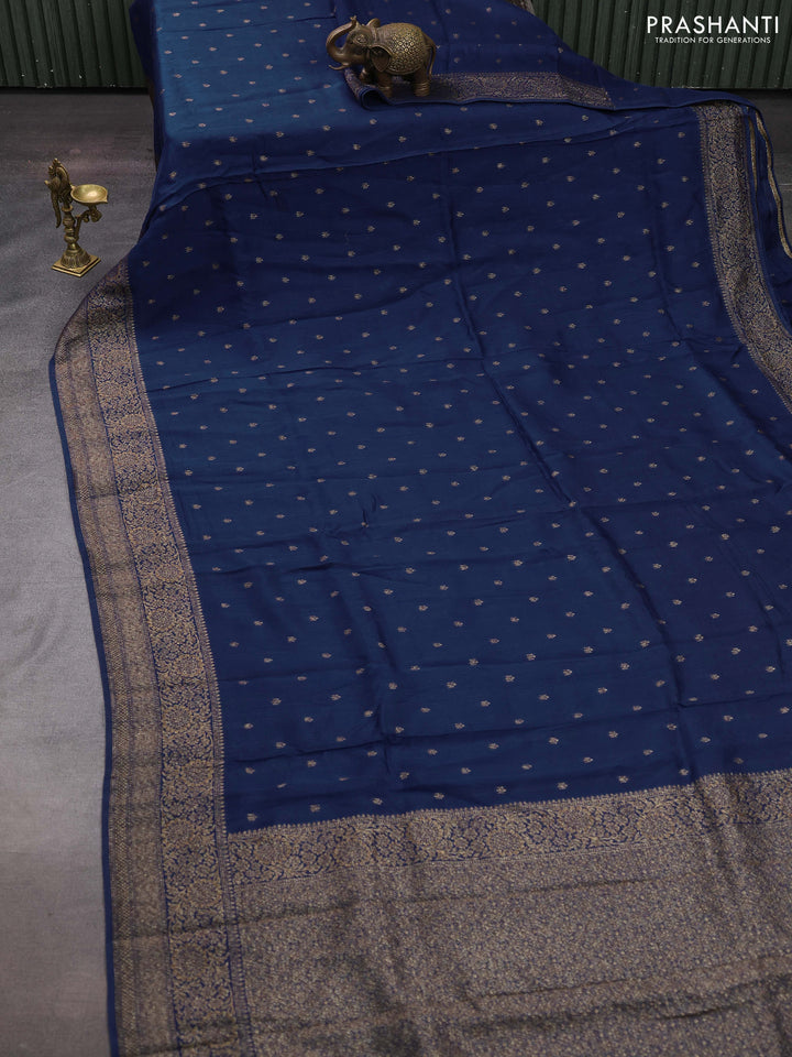 Peacock Blue Banarasi Semi Raw Silk Saree