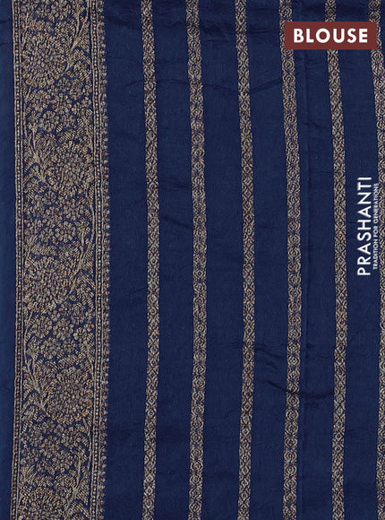 Peacock Blue Banarasi Semi Raw Silk Saree