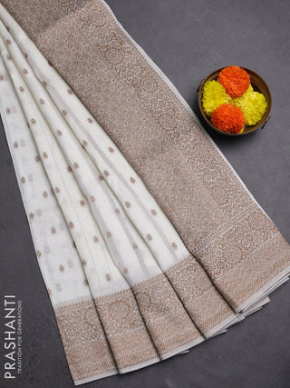 Off White Banarasi Semi Raw Silk Saree