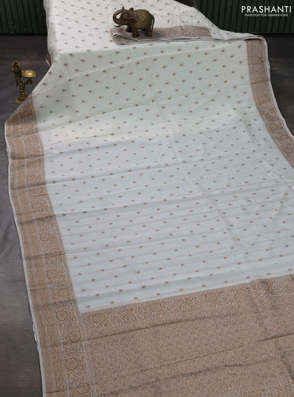 Off White Banarasi Semi Raw Silk Saree