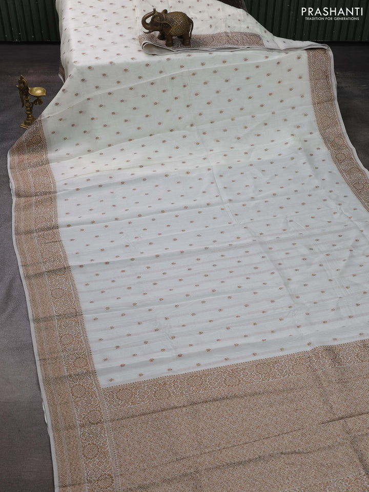 Off White Banarasi Semi Raw Silk Saree