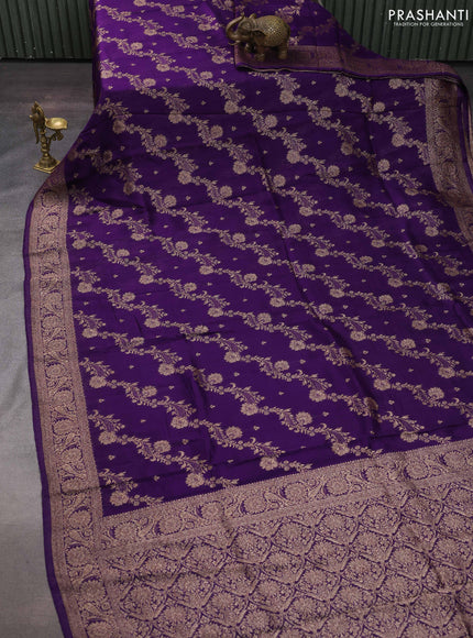 Violet Banarasi Semi Raw Silk Saree