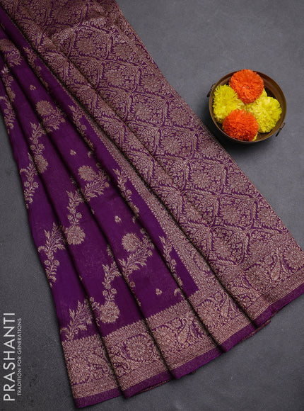 Purple Banarasi Semi Raw Silk Saree