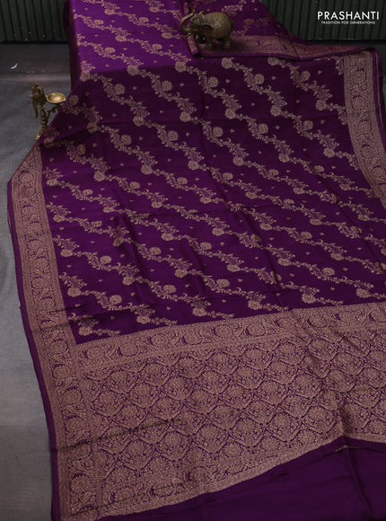 Purple Banarasi Semi Raw Silk Saree