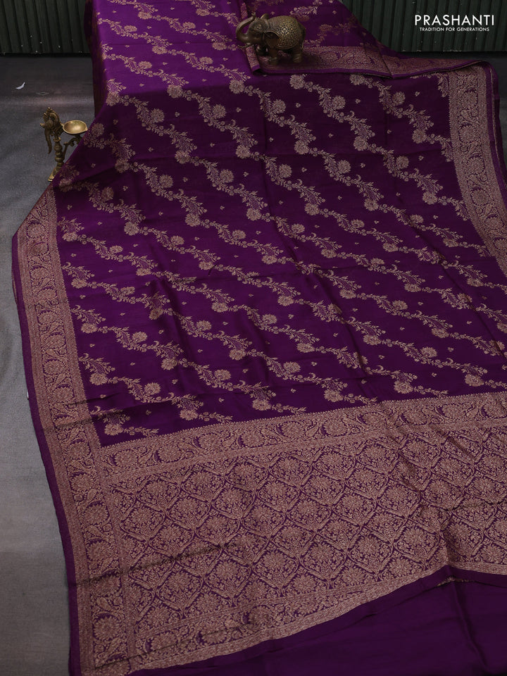 Purple Banarasi Semi Raw Silk Saree