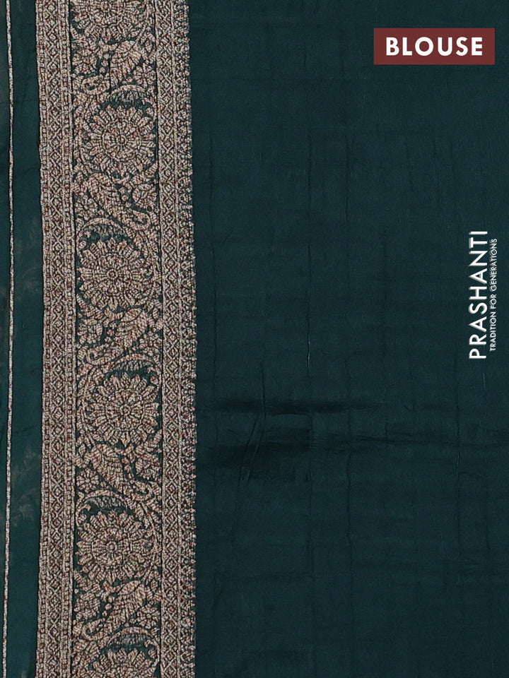 Bottle Green Banarasi Semi Raw Silk Saree