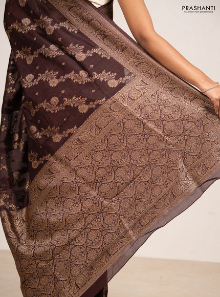 Coffee Brown Banarasi Semi Raw Silk Saree