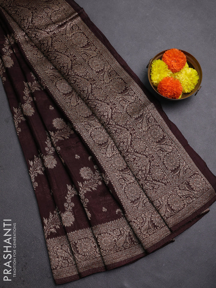 Coffee Brown Banarasi Semi Raw Silk Saree