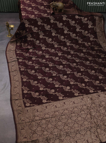 Coffee Brown Banarasi Semi Raw Silk Saree