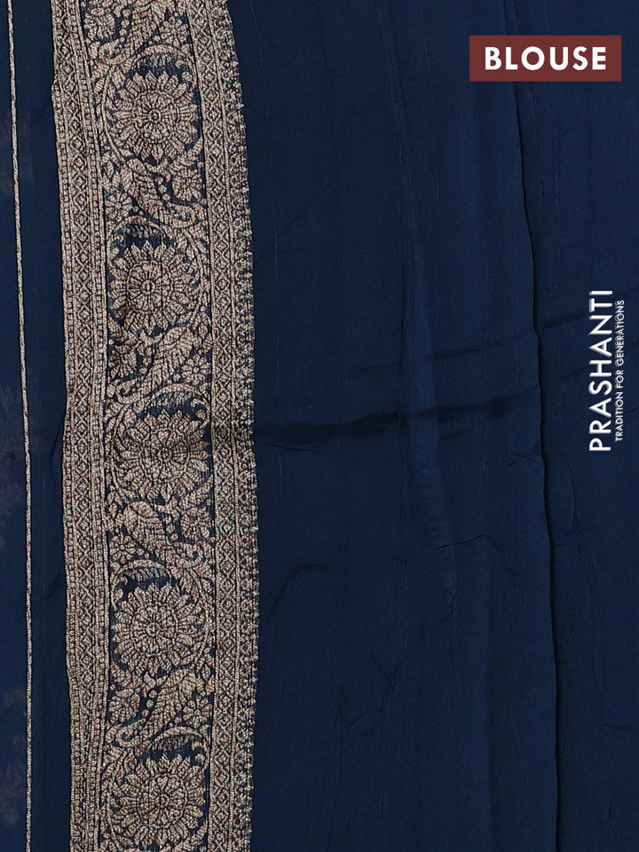 Peacock Blue Banarasi Semi Raw Silk Saree