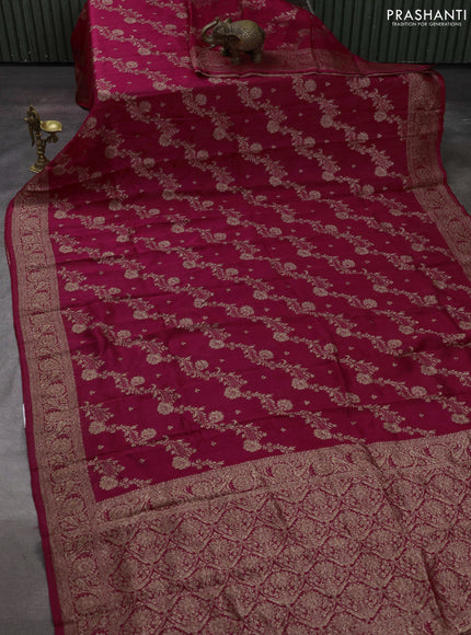 Pink Banarasi Semi Raw Silk Saree
