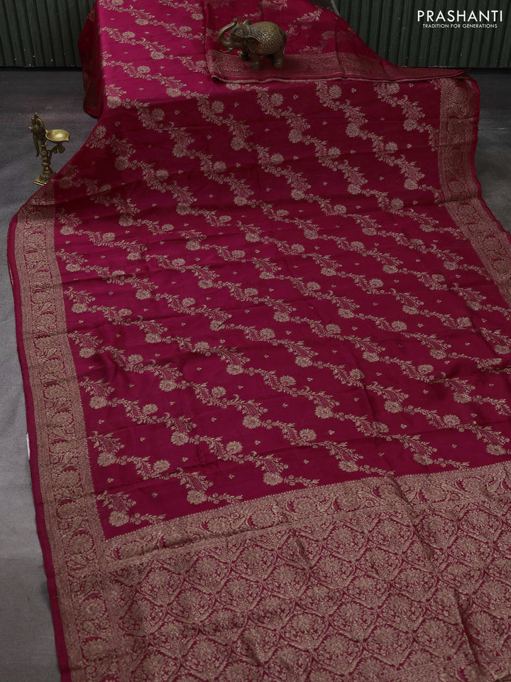Pink Banarasi Semi Raw Silk Saree