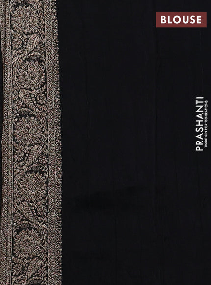 Black Banarasi Semi Raw Silk Saree