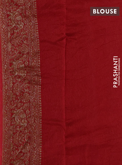 Red Banarasi Semi Raw Silk Saree