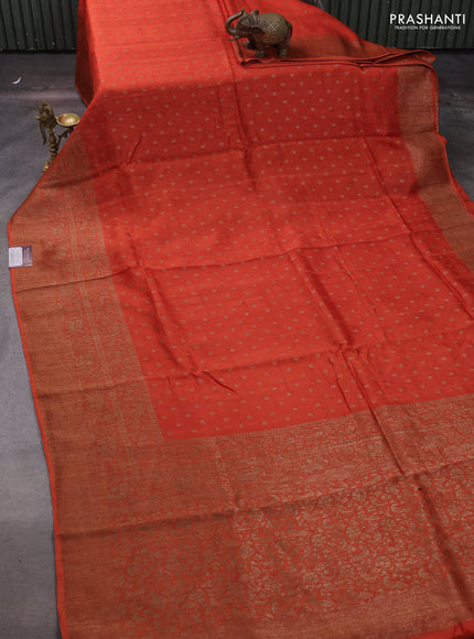 Orange Banarasi Semi Raw Silk Saree