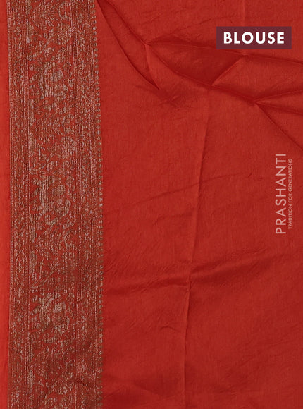 Orange Banarasi Semi Raw Silk Saree