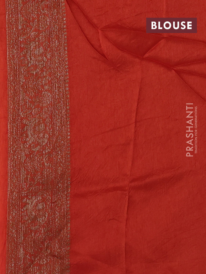 Orange Banarasi Semi Raw Silk Saree