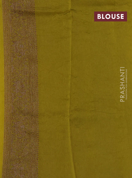 Lime Green Banarasi Semi Raw Silk Saree