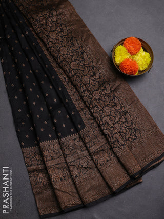 Black Banarasi Semi Raw Silk Saree