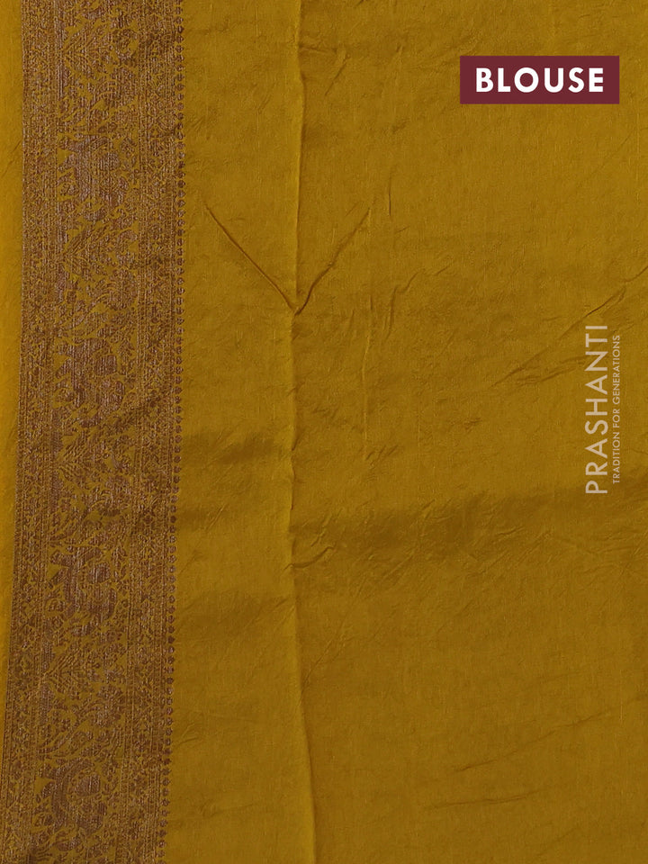 Mustard Yellow Banarasi Semi Raw Silk Saree