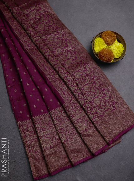Purple Banarasi Semi Raw Silk Saree