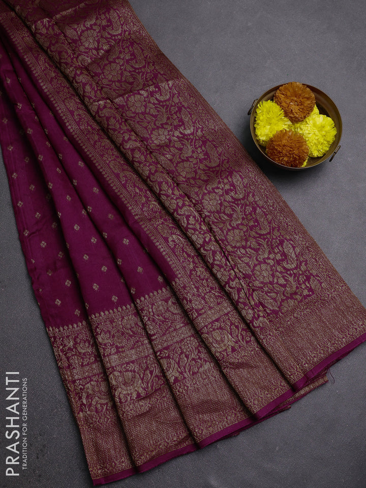 Purple Banarasi Semi Raw Silk Saree