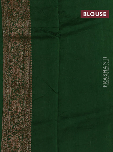 Green Banarasi Semi Raw Silk Saree