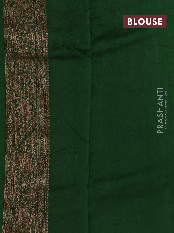 Green Banarasi Semi Raw Silk Saree
